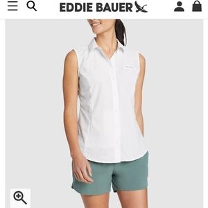 Eddie Bauer womens adventurer pro field sleeveless shirt white size xs